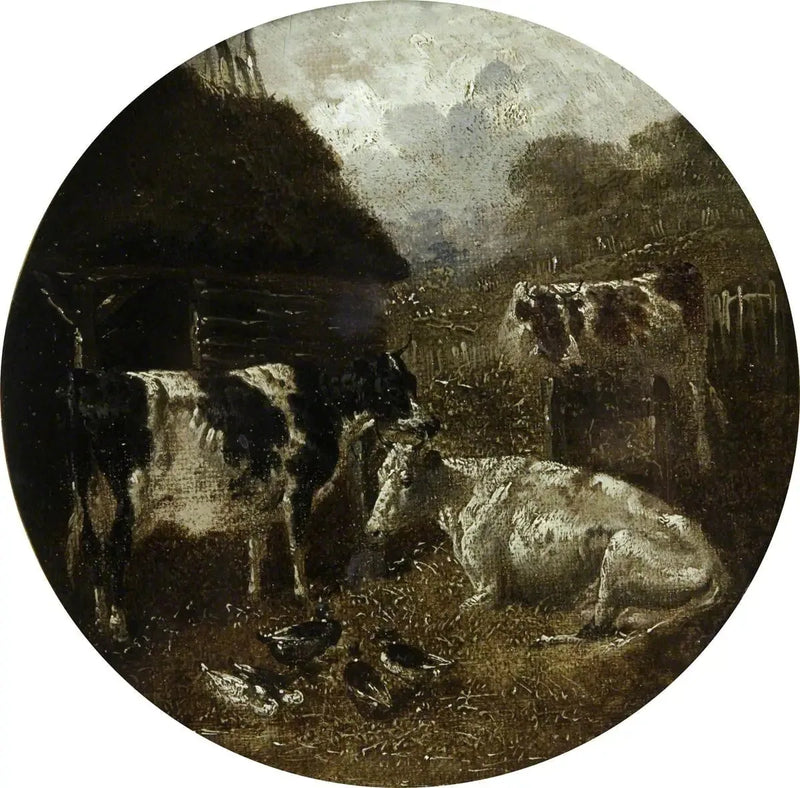 Oito cenas de fazenda circulares: vacas - John Frederick Herring, Sr.