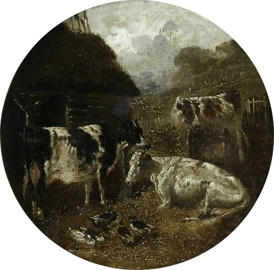 Oito cenas de fazenda circulares: vacas - John Frederick Herring, Sr.