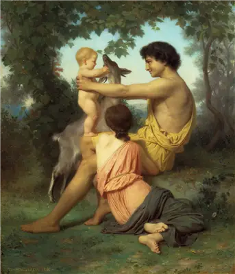Idylle : Famille de l'Antiquité/Arcadie - Bouguereau image 1 copie peinte à la main à l’huile