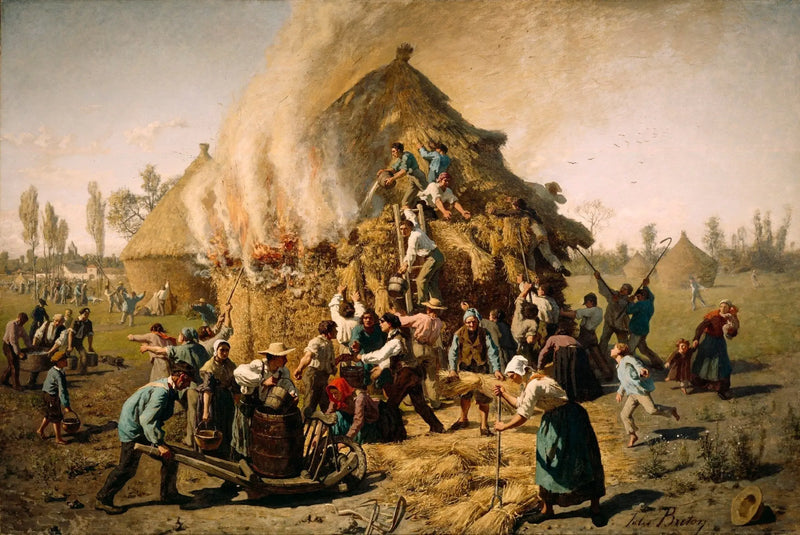 Incêndio em um feixe de feno - Jules Breton