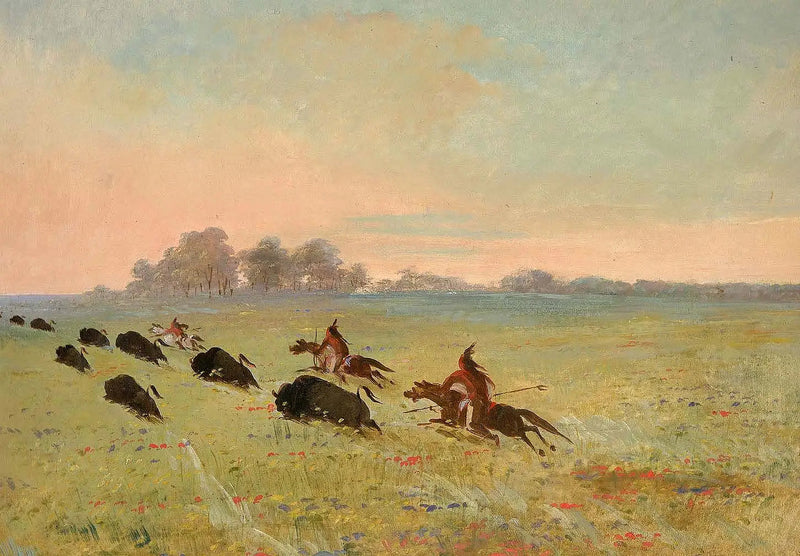Índios Comanches caçando bisões - George Catlin