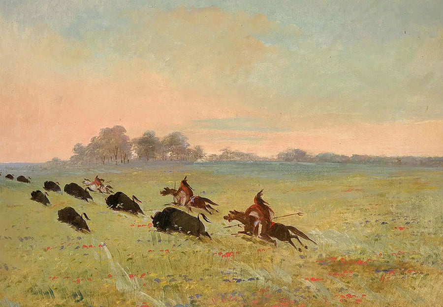 Índios Comanches caçando bisões - George Catlin