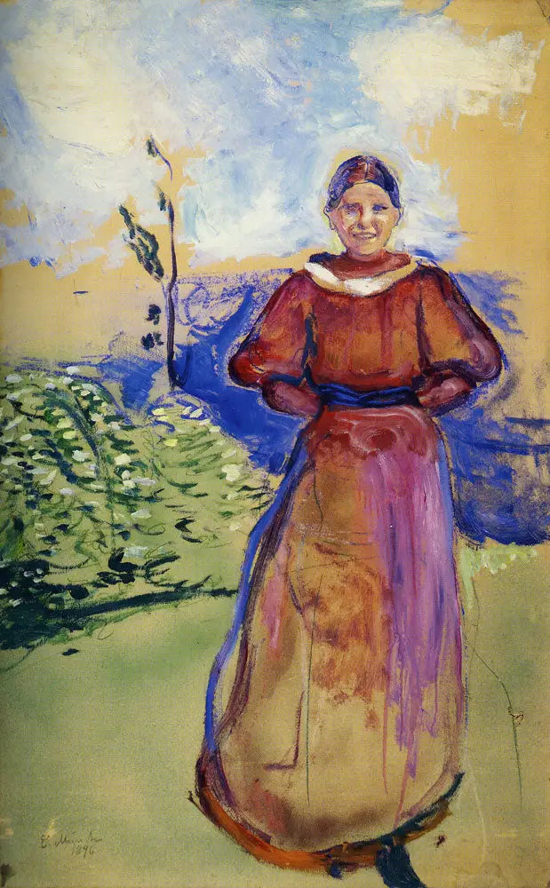 Reproduction du tableau « Inger dans une robe rouge - Edvard Munch » par Alpha Reproduction en peinture à l’huile