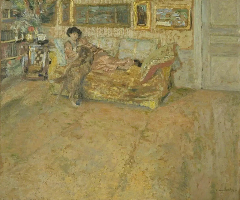 Interior com Madame Hessel e seu cachorro - Édouard Vuillard