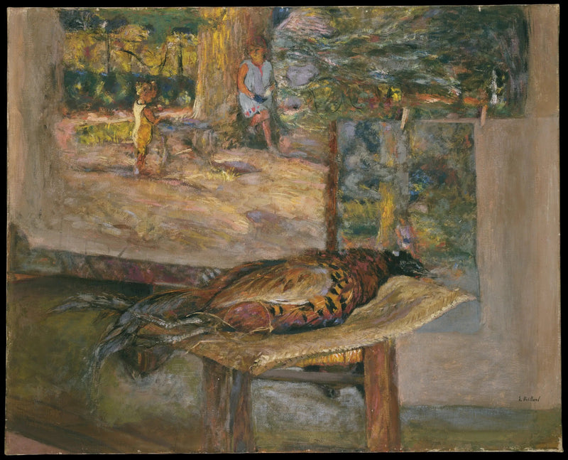 Interior com pinturas e faisão - Édouard Vuillard