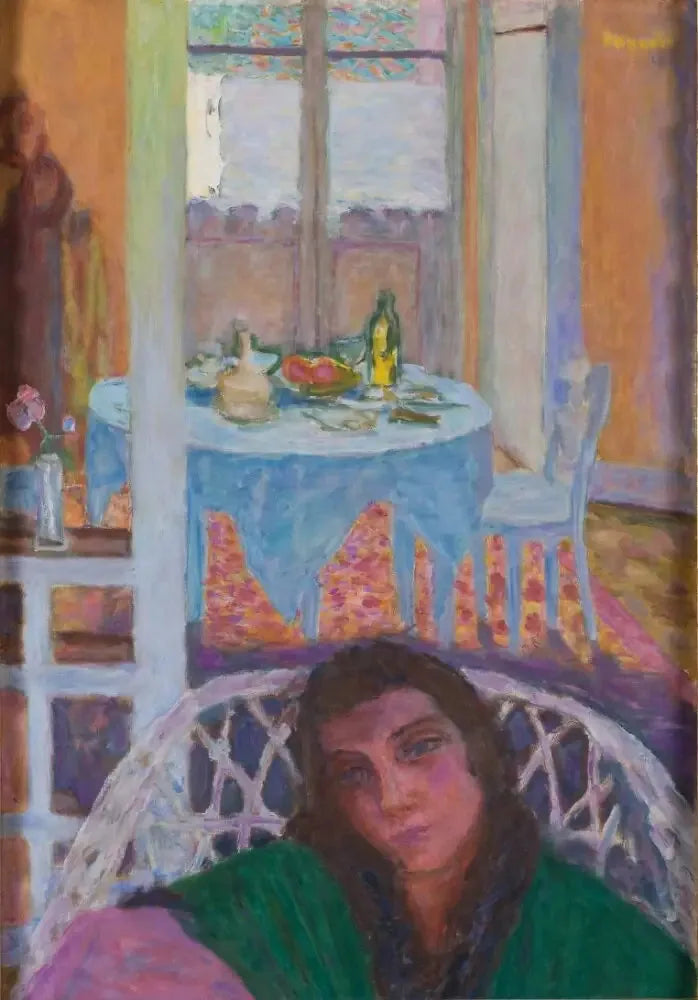 Interior com uma mulher em uma cadeira de vime - Pierre Bonnard