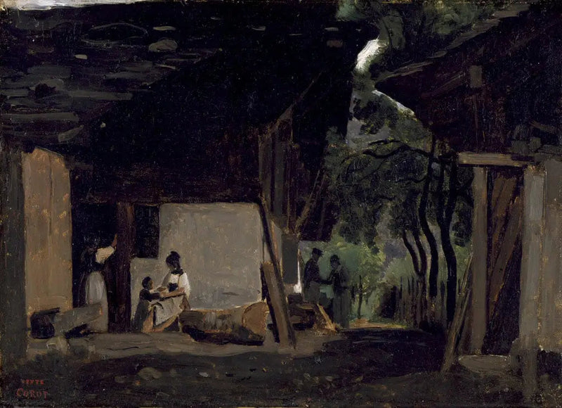 Interior de uma cabana do Oberland Bernês - Jean-Baptiste Camille Corot