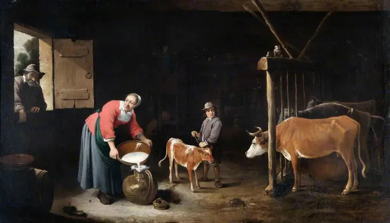 Interior de um estábulo - David Teniers, o Jovem