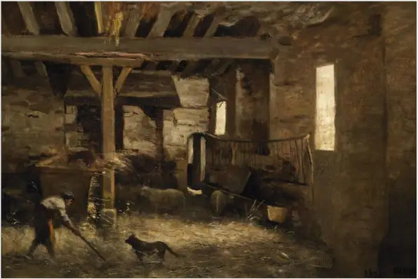 Interior de curral - Jean-Baptiste Camille Corot