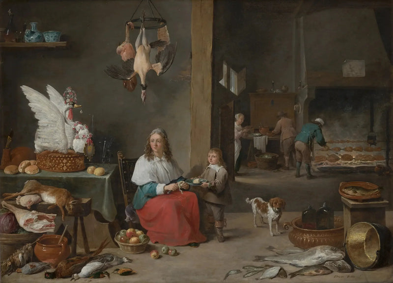 Interior de cozinha - David Teniers, o Jovem