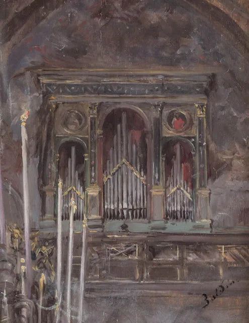 Interior da igreja com vista para o órgão - Giovanni Boldini