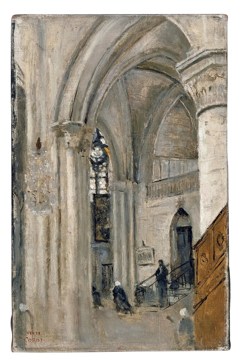 Interior da igreja de Mantes - Jean-Baptiste Camille Corot