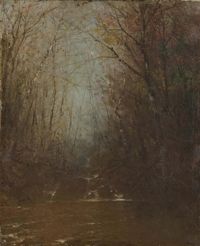 Interior da floresta com riacho - John Frederick Kensett