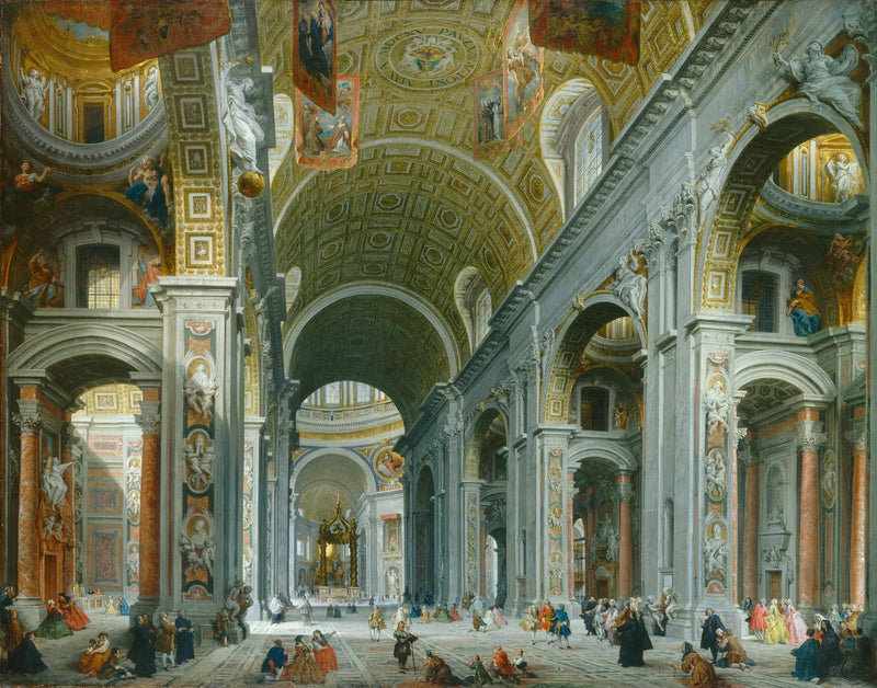 Interior de São Pedro, Roma - Giovanni Paolo Panini