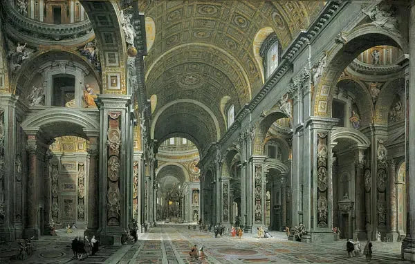 Interior de São Pedro, Roma - Giovanni Paolo Panini