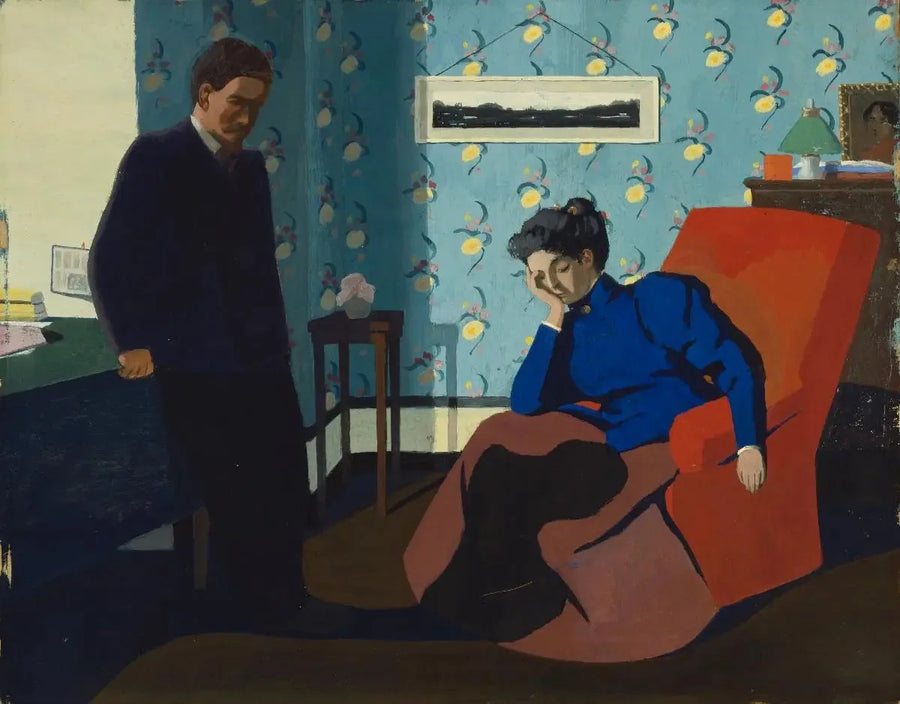 Interior, poltrona vermelha e figuras - Félix Vallotton