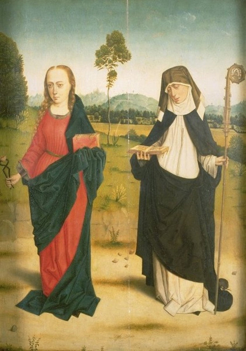 Interior: santas Agatha e Clara / Exterior: A Anunciação: Maria - Dirk Bouts
