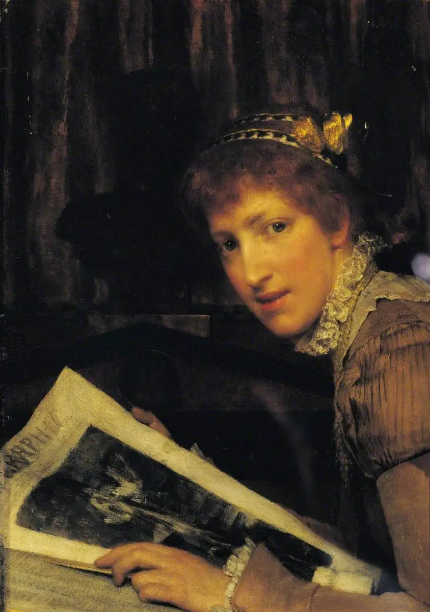 Interrompue – Un type de beauté féminine - Lawrence Alma-Tadema image 1 tableau peint à l’huile sur toile