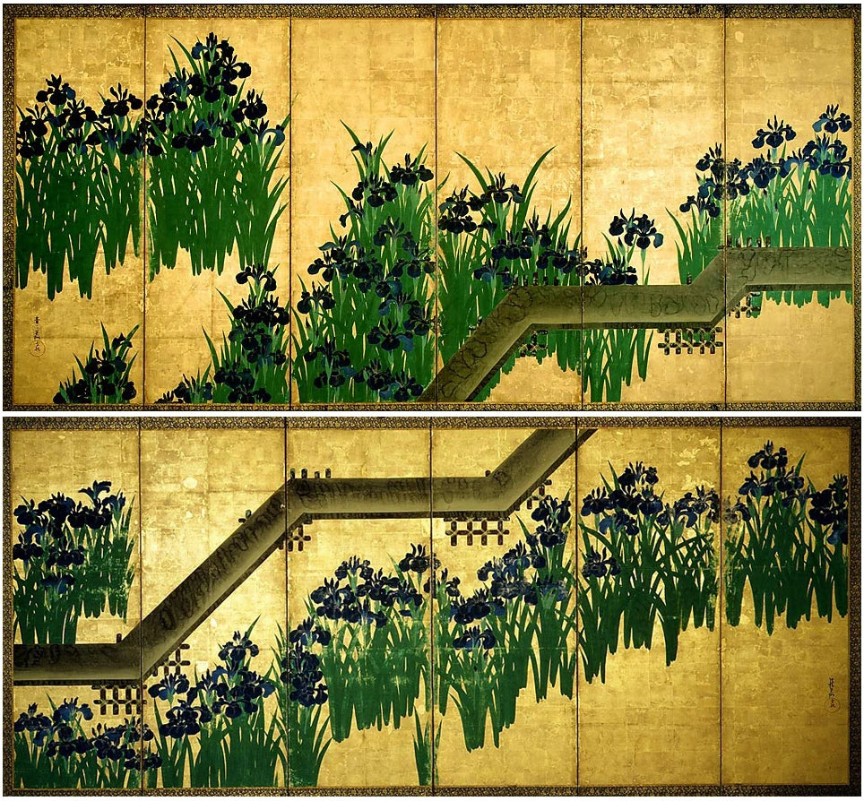Iris à Yatsuhashi, Ogata Kōrin, après 1709