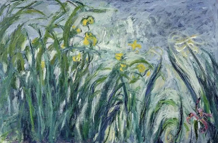 Íris amarelas e roxas - Claude Monet