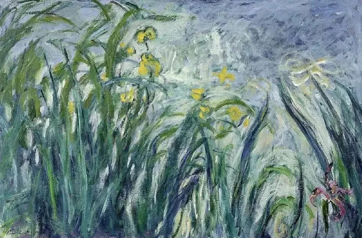 Íris amarelas e roxas - Claude Monet