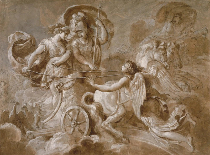 Íris aproximando-se de Atena e Hera - Louis Jean François Lagrenée