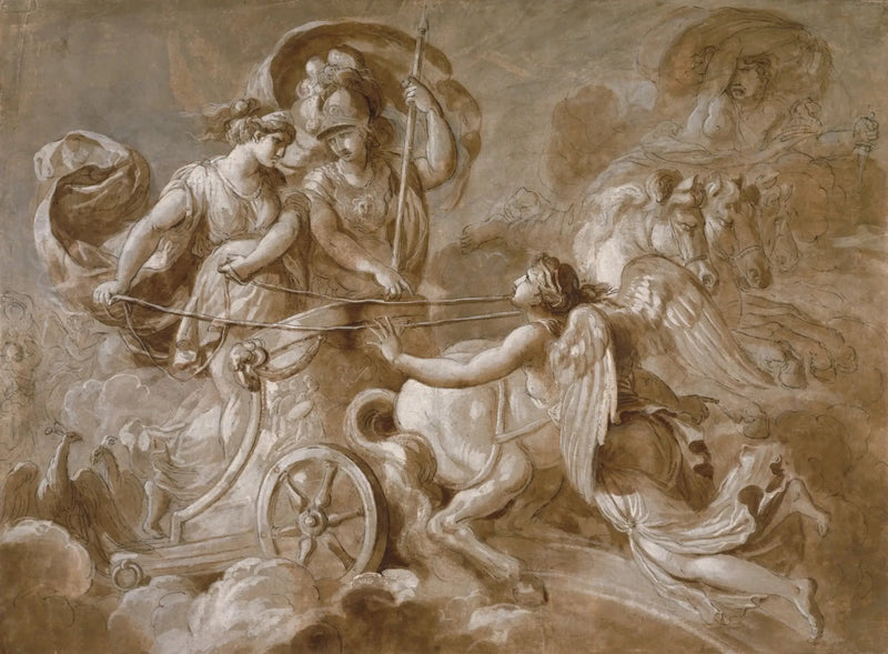 Íris aproximando-se de Atena e Hera - Louis Jean François Lagrenée