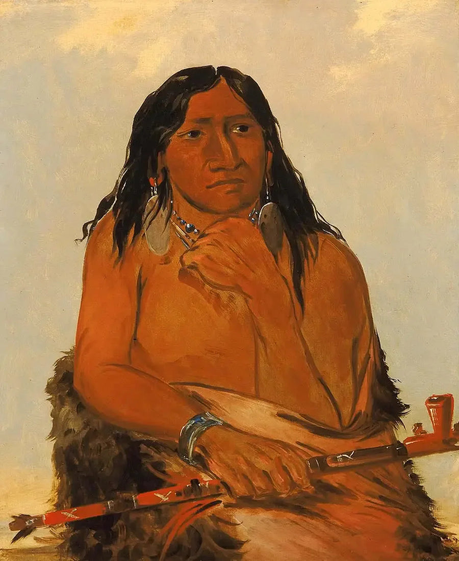 Is-sa-wáh-tám-ah, Lobo preso com cabelos, um chefe - George Catlin