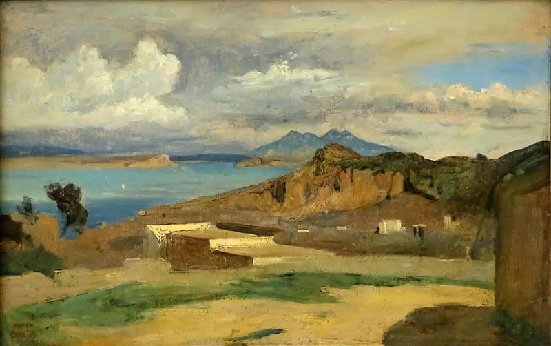 Ischia, vista tirada das encostas do monte Epomeo - Jean-Baptiste Camille Corot