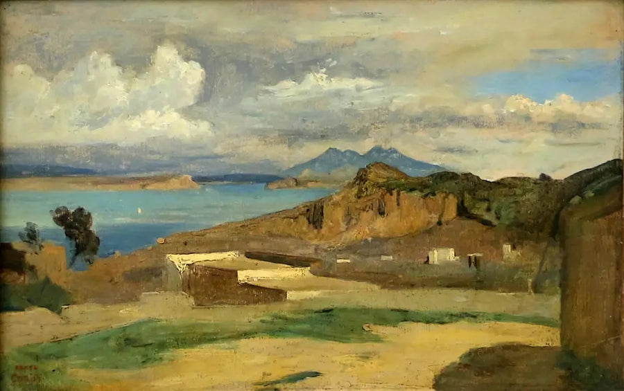 Ischia, vista tirada das encostas do monte Epomeo - Jean-Baptiste Camille Corot