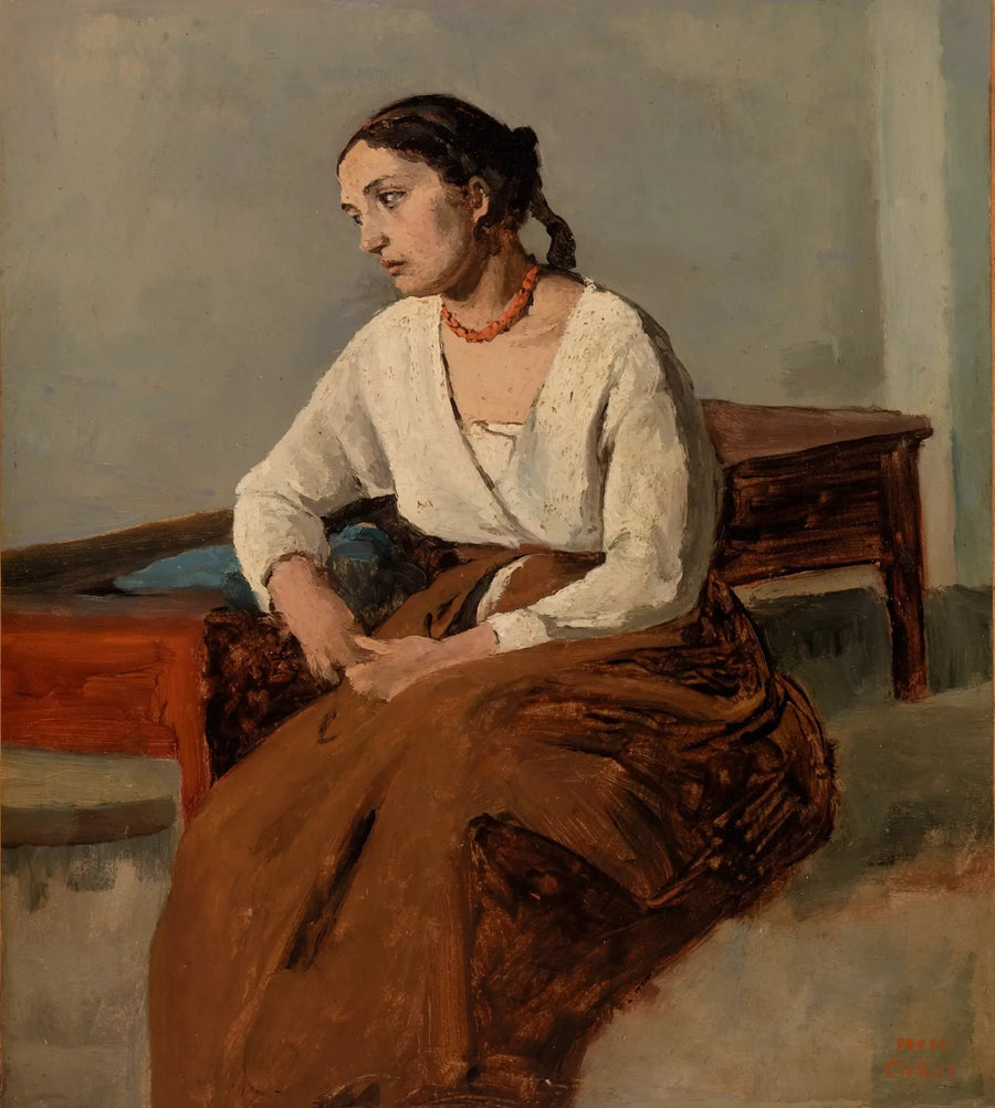 Italiana Melancólica (Roma) - Jean-Baptiste Camille Corot