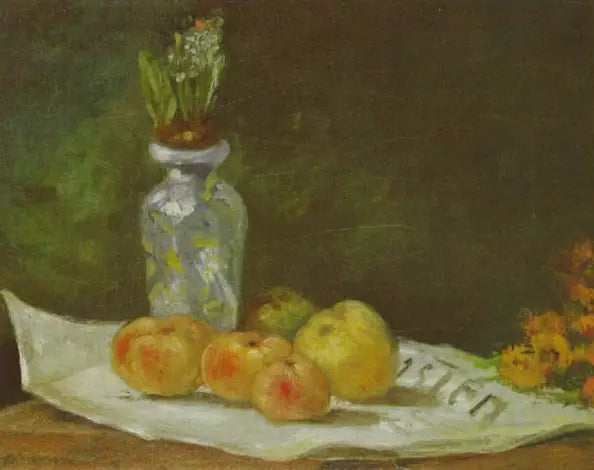 Jacinto e maçãs sobre um jornal - Paul Gauguin