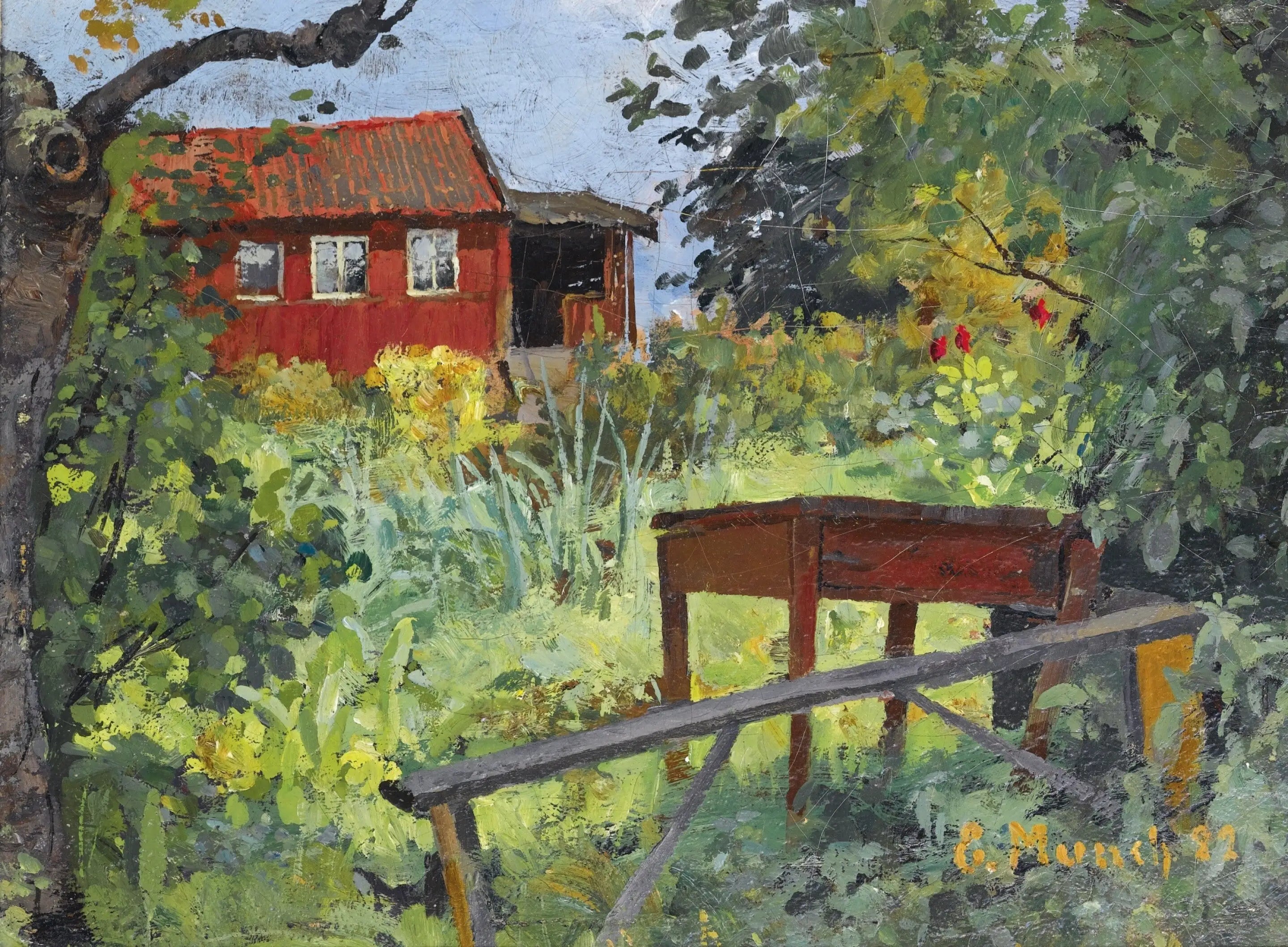 Reproduction du tableau « jardin à la maison rouge - Edvard Munch » par Alpha Reproduction en peinture à l’huile