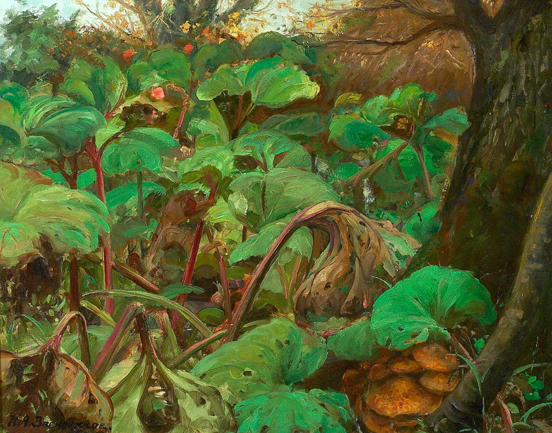 Jardim de ruibarbo em Herlufsholm. - H. A. Brendekilde