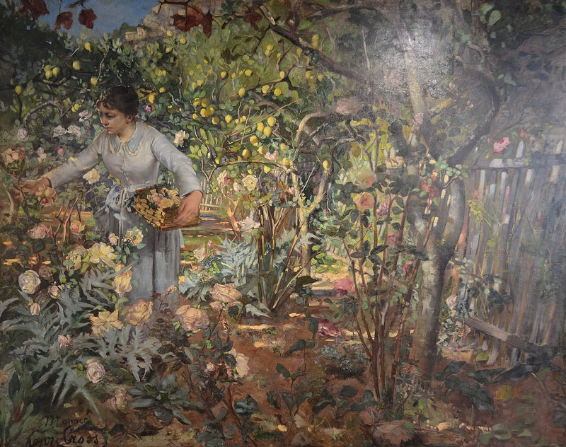 Jardim de rosas em Mônaco - Henri-Edmond Cross