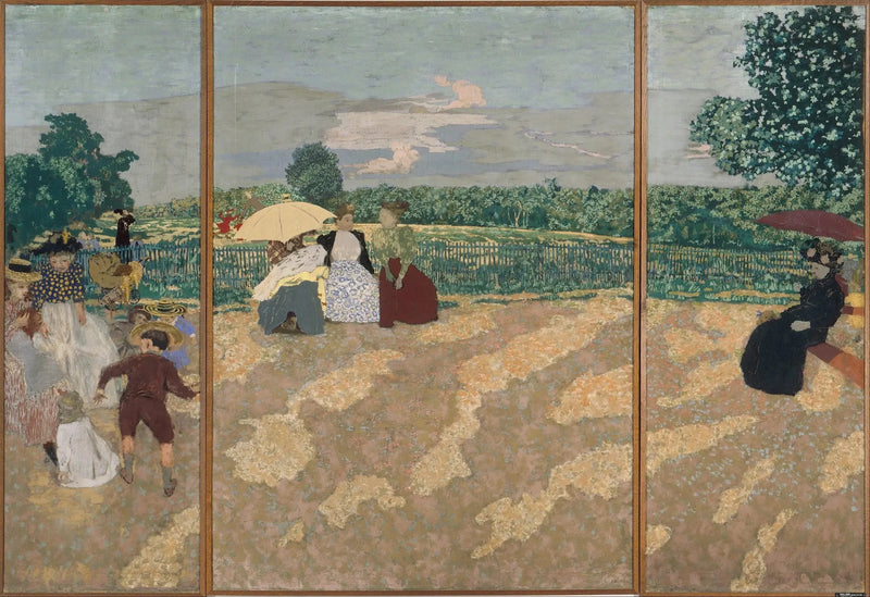 Jardins públicos: a conversa, as amas de leite, o guarda-chuva vermelho - Édouard Vuillard
