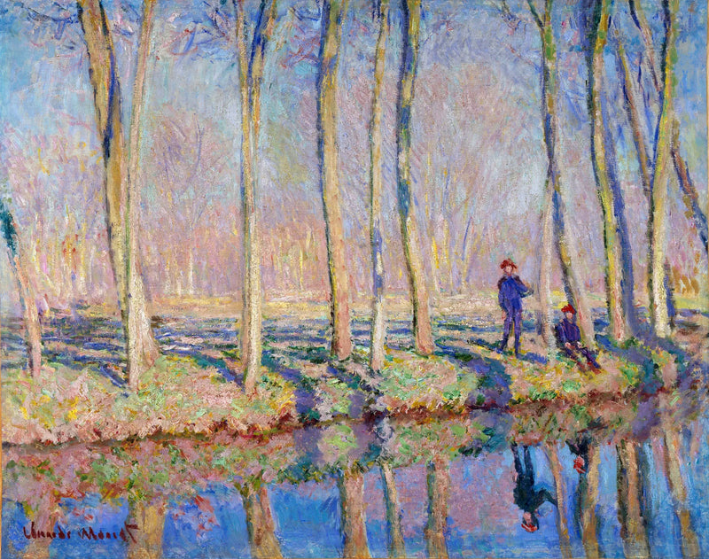 Jean-Pierre Hoschedé e Michel Monet à beira do Epte - Claude Monet