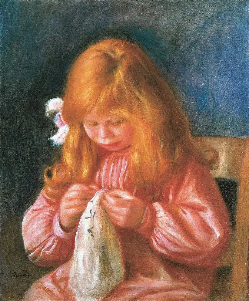 Jean Renoir costurando - Pierre-Auguste Renoir