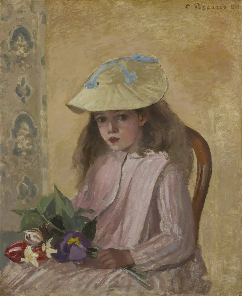 Jeanne Pisarro chamada Minette com o buquê - Camille Pissarro