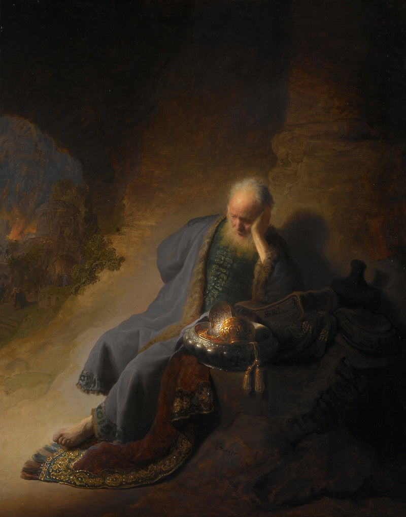 Jeremias chorando a destruição de Jerusalém - Rembrandt