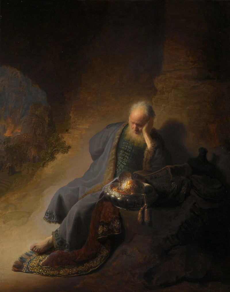 Jeremias chorando a destruição de Jerusalém - Rembrandt