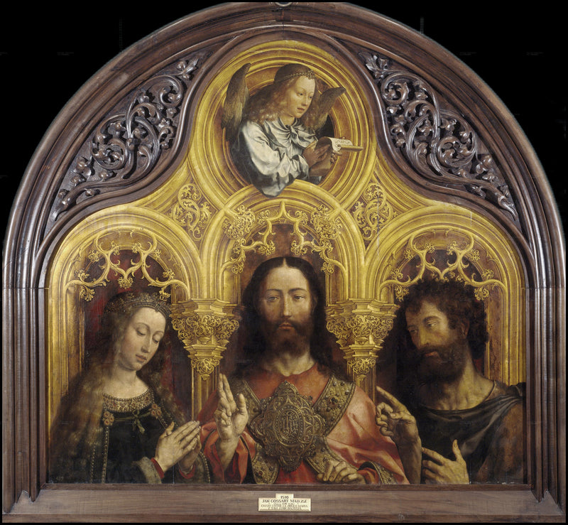 Jesus Cristo entre a Virgem Maria e São João Batista - Jan Gossaert