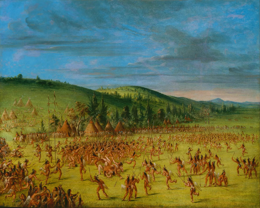 Jogo de bolas dos Choctaws: Ball Up - George Catlin