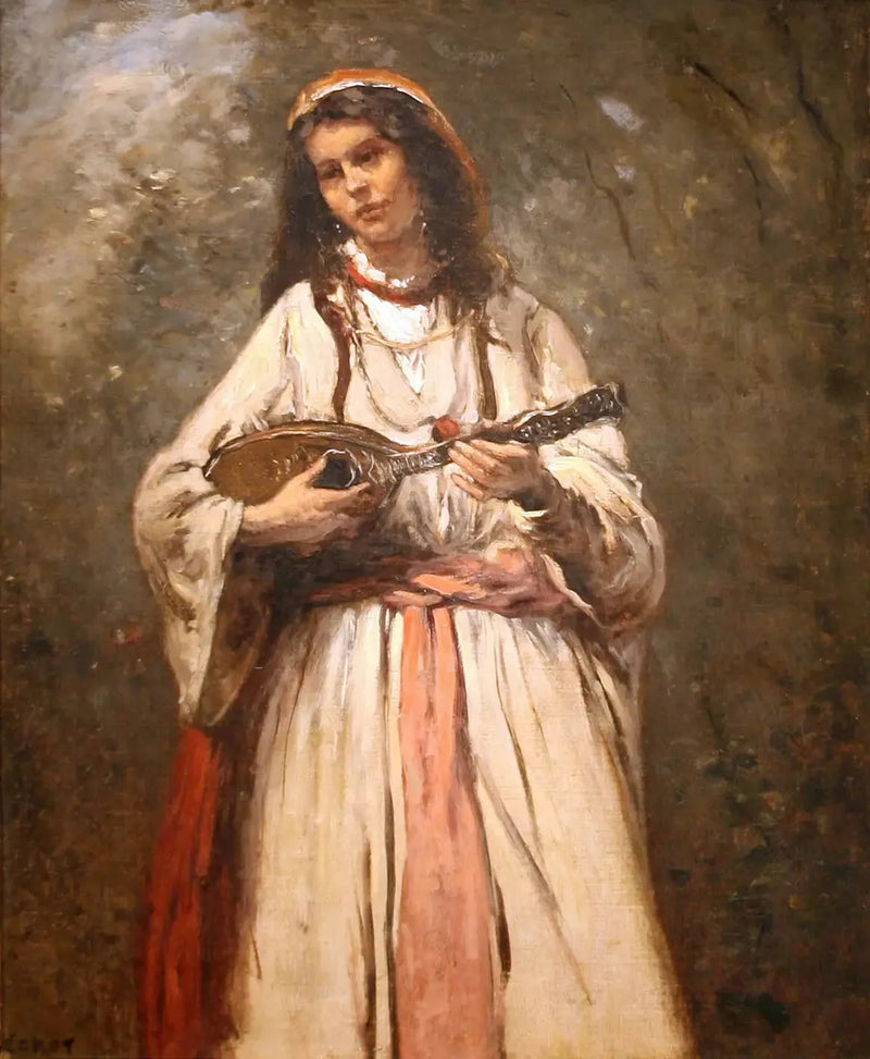 Jovem boêmio com mandolim - Jean-Baptiste Camille Corot