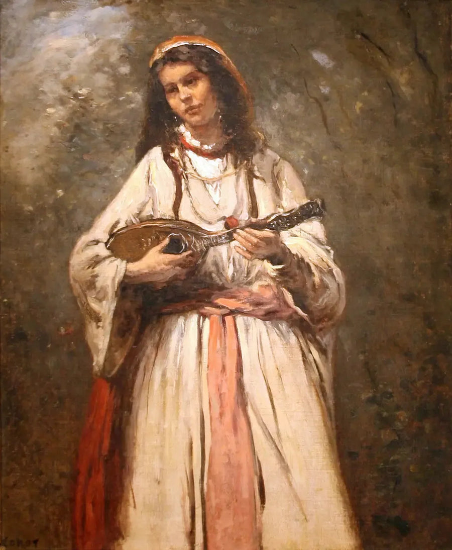 Jovem boêmio com mandolim - Jean-Baptiste Camille Corot