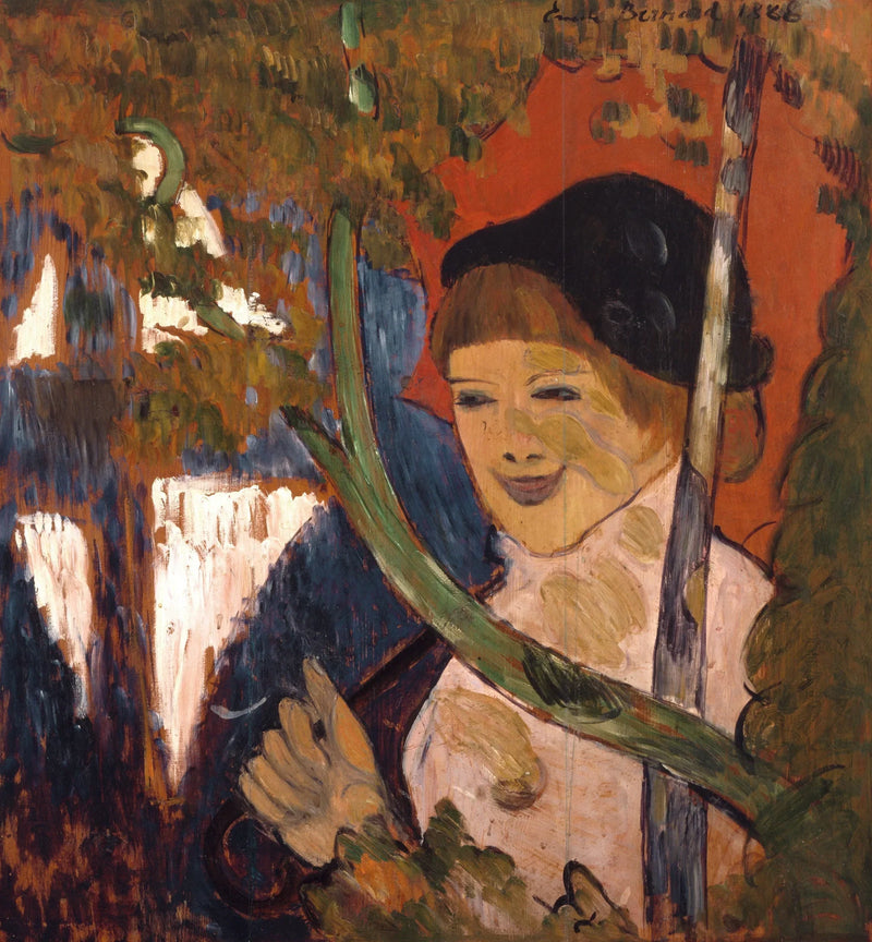 Jovem Bretã com um guarda-chuva vermelho - Émile Bernard