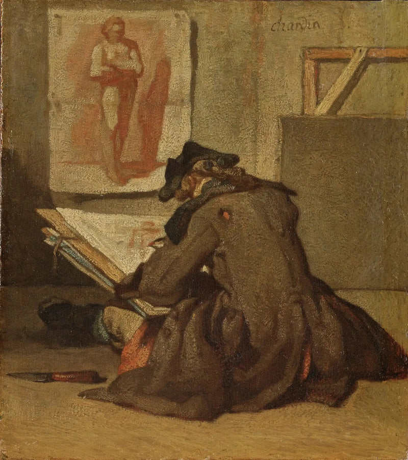 Jovem estudante desenhando - Jean Simeón Chardin