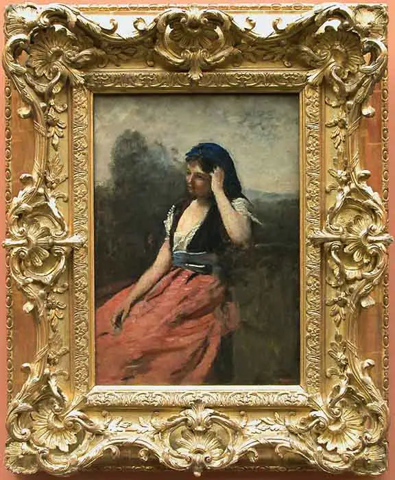 Jovem Mulher de Saia Rosa - Jean-Baptiste Camille Corot