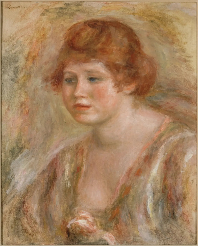 Jovem mulher com rosa - Pierre-Auguste Renoir