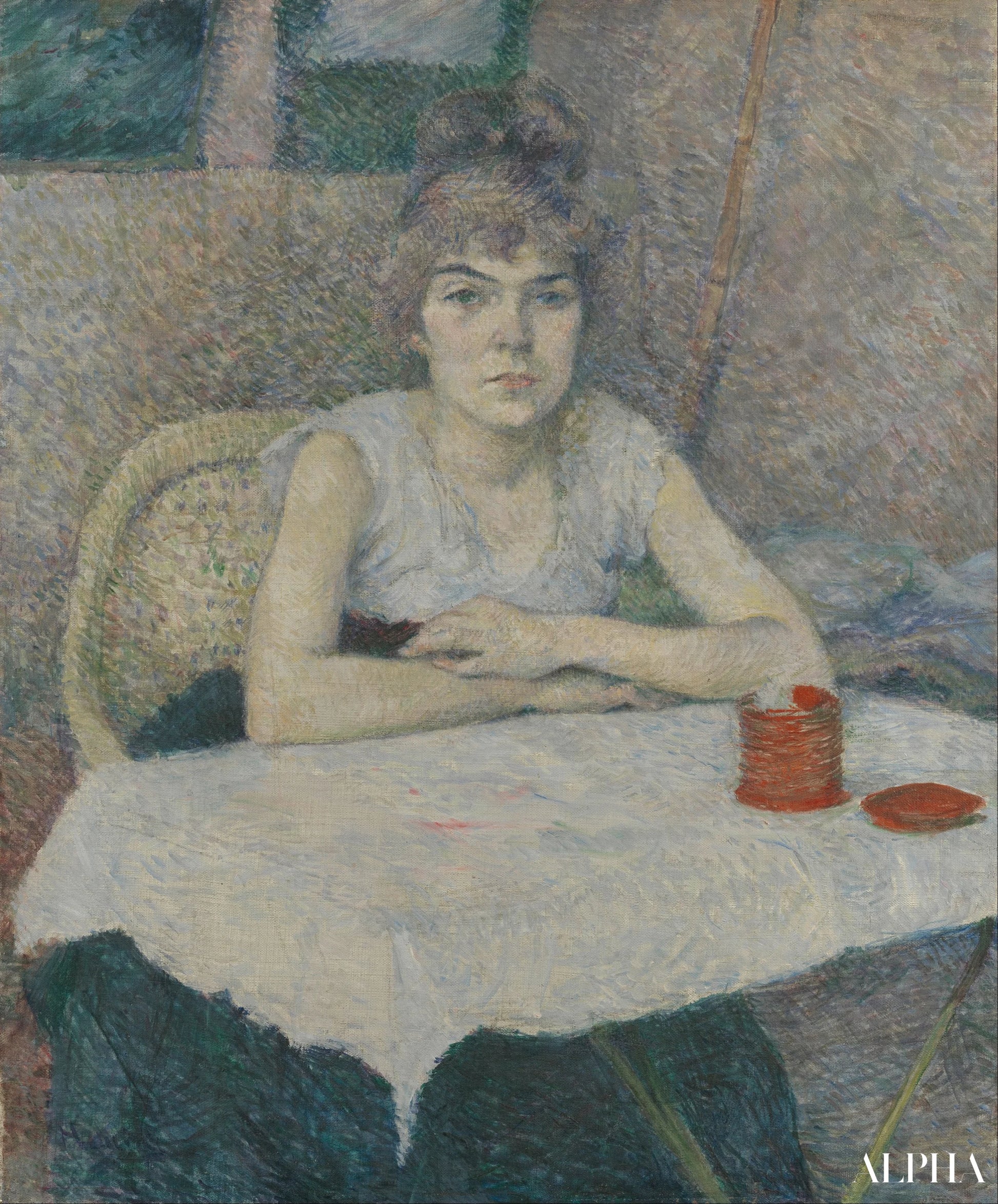 Jeune femme à une table - Toulouse Lautrec - Reproductions de tableaux et peintures haut de gamme